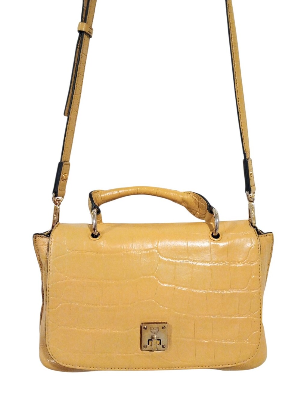 MCM Croc Embossed 2-Way Satchel Shoulder Bag - Picture 2 of 16
